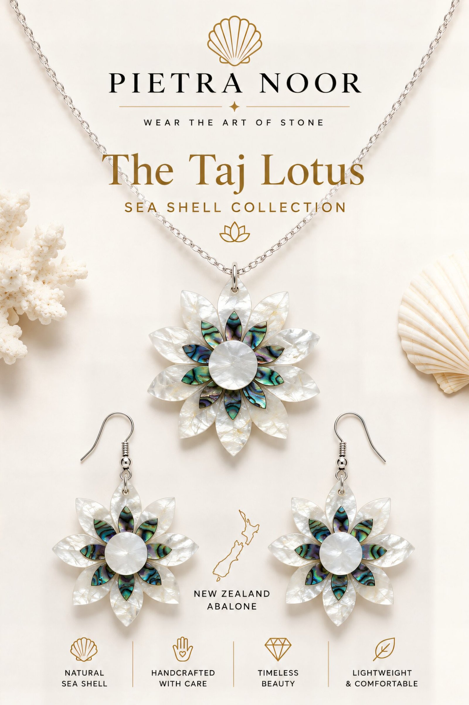 Taj Lotus – Paua Shell & Mother of Pearl Jewelry Set - Image 5