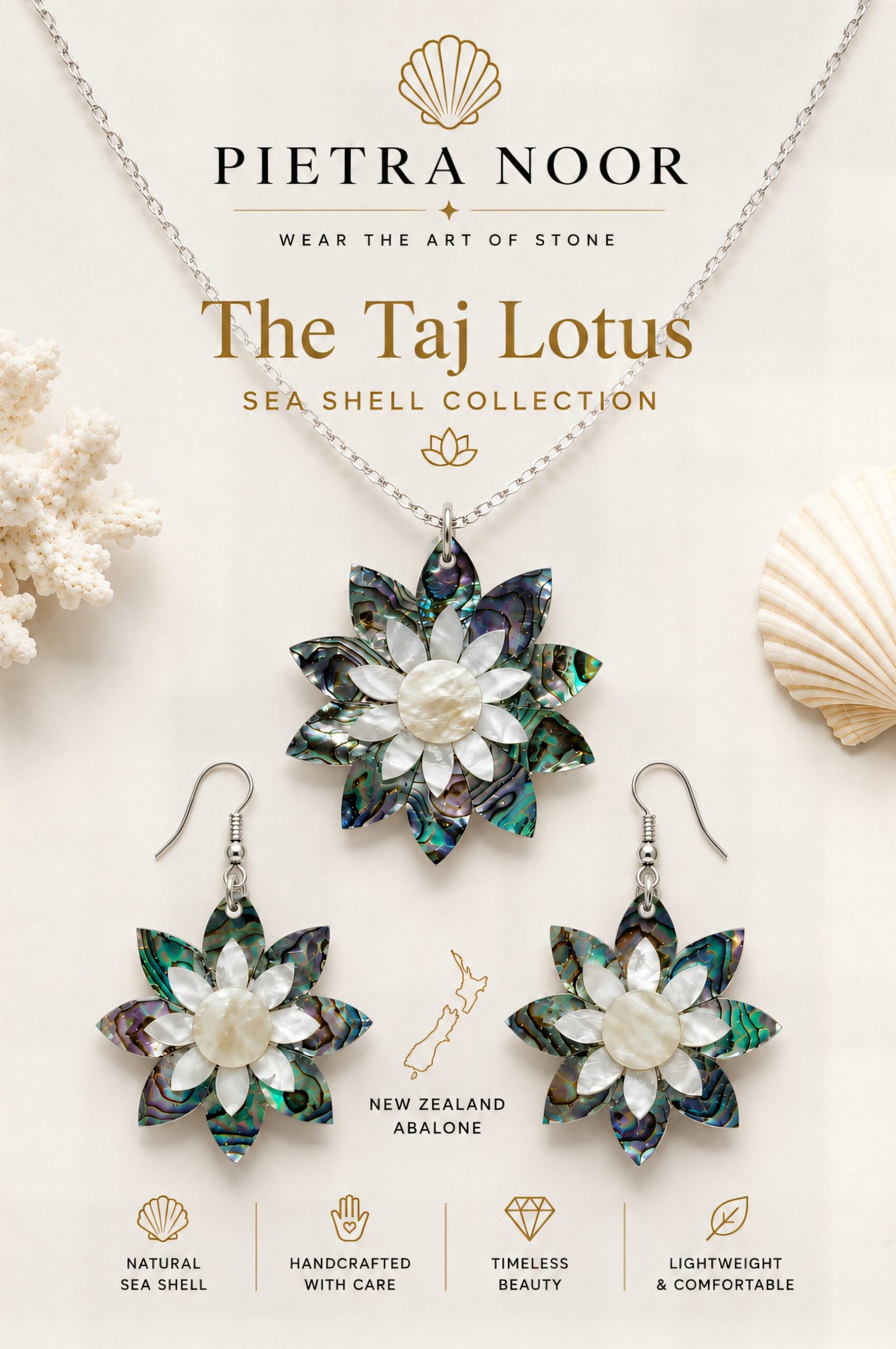 Taj Lotus – Paua Shell Grand Jewelry Set - Image 5
