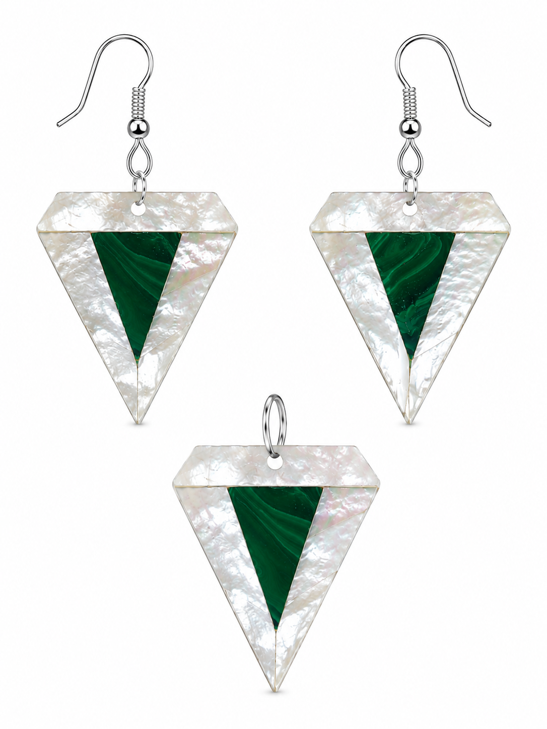 Noor Prism – Malachite & Mother of Pearl Jewelry Set - Image 2
