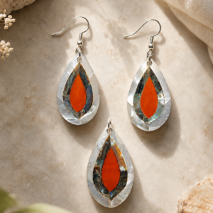 Noor Drop – Carnelian, Paua Shell & Mother of Pearl Jewelry Set