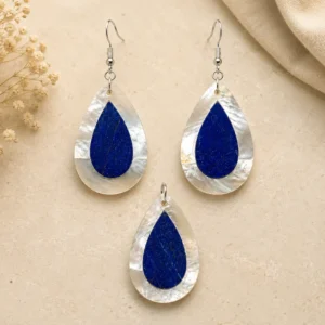 Noor Drop Lapis Lazuli Jewelry Set with Mother of Pearl by Pietra Noor