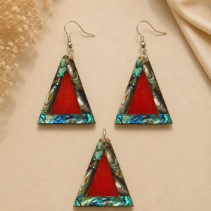 Noor Pyramid Abalone Jewelry Set with Carnelian by Pietra Noor