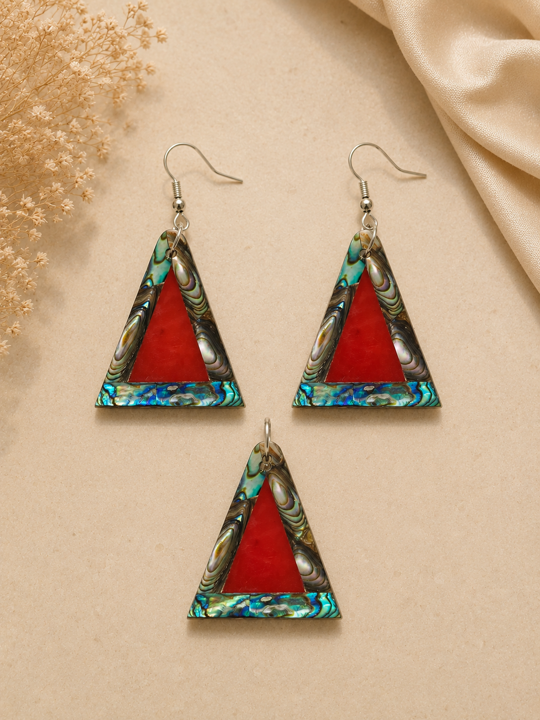 Noor Pyramid – Carnelian & Paua Shell Jewelry Set