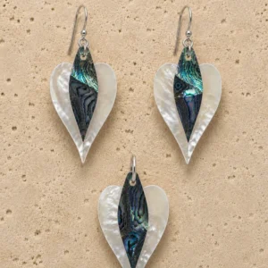 Noor Leaf Abalone Jewelry Set with Mother of Pearl by Pietra Noor