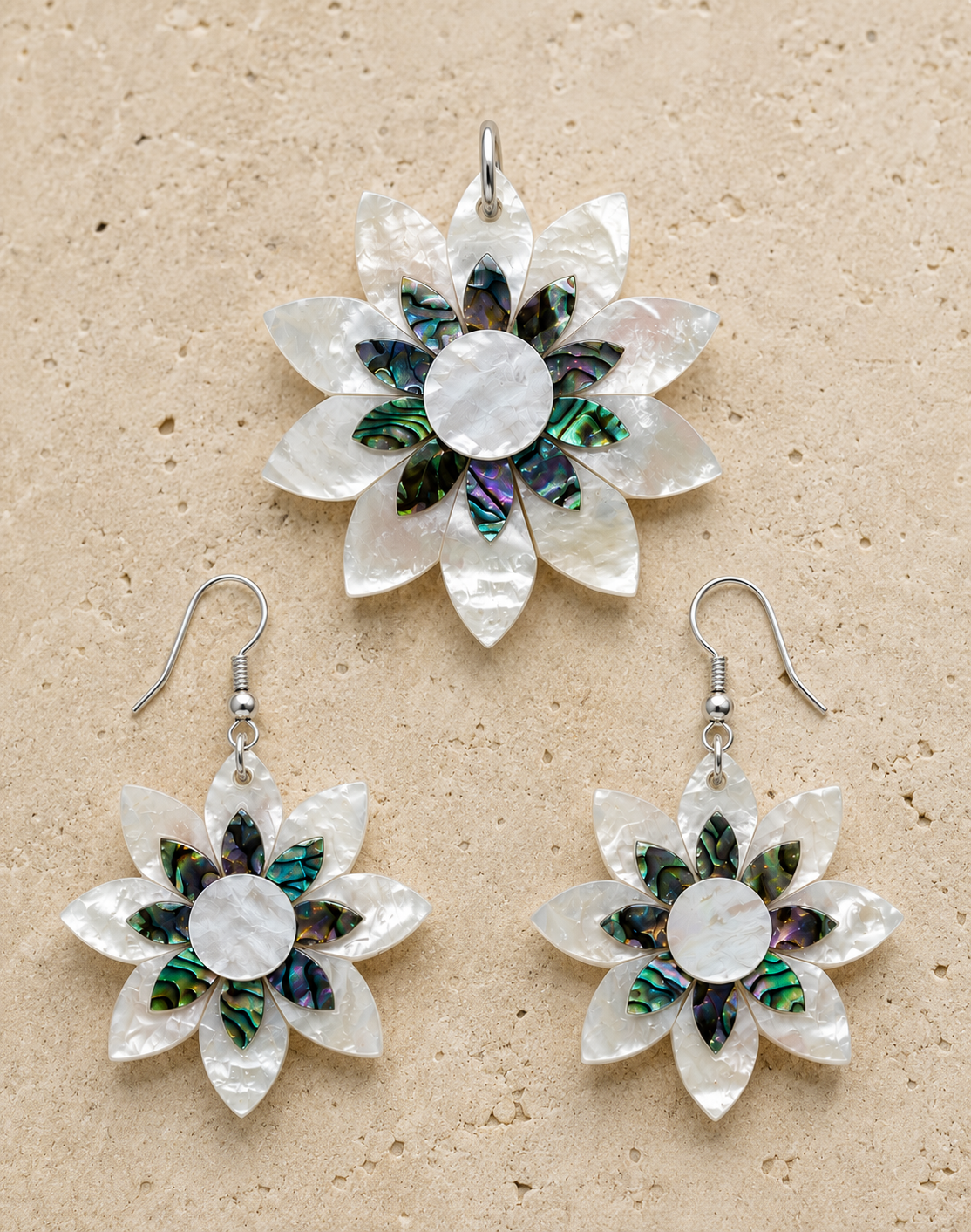 Taj Lotus – Paua Shell & Mother of Pearl Jewelry Set
