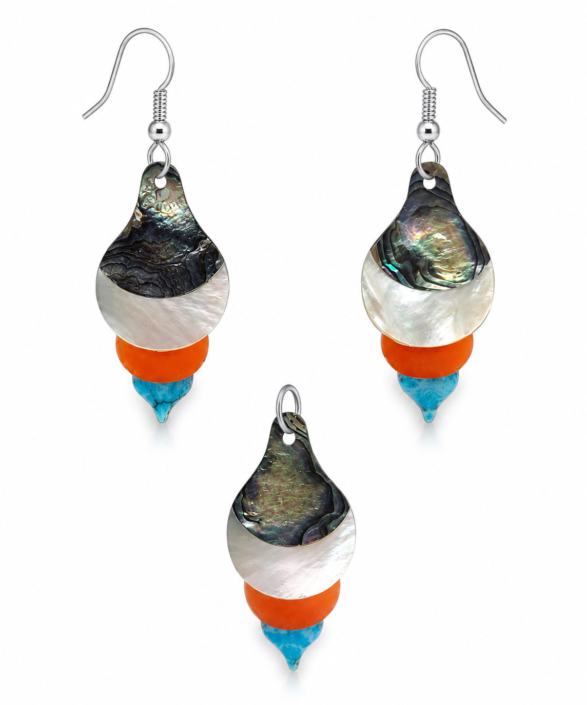 Noor Dome – Paua Shell, Mother of Pearl, Carnelian & Turquoise Jewelry Set - Image 2
