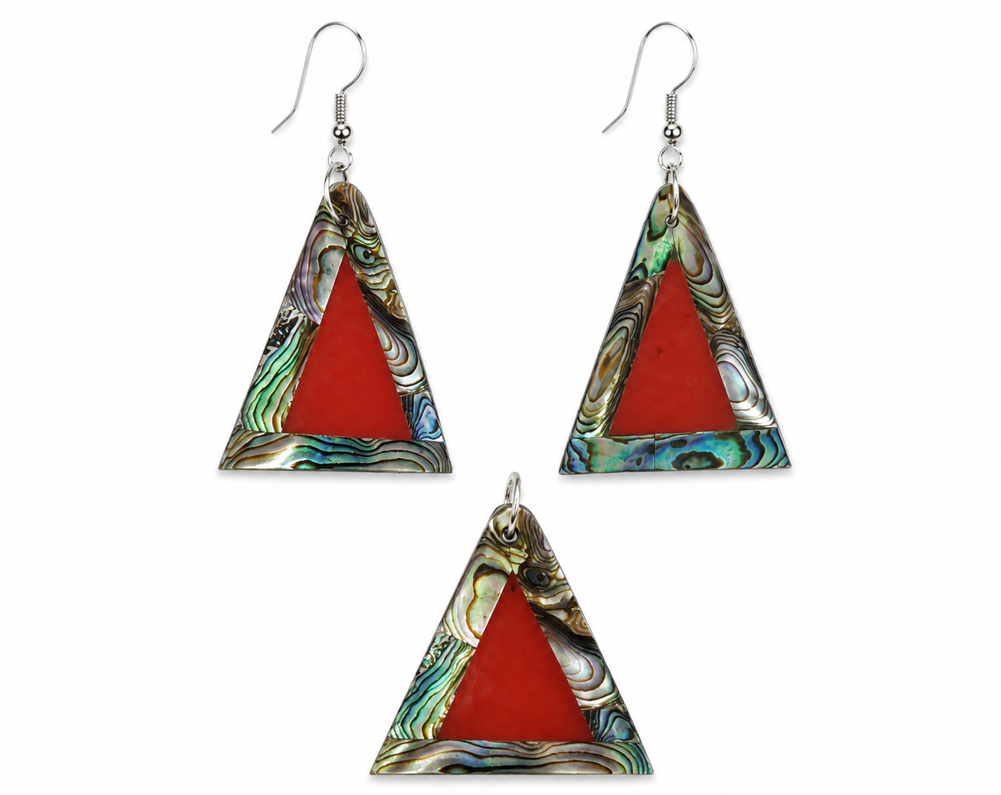 Noor Pyramid – Carnelian & Paua Shell Jewelry Set - Image 2