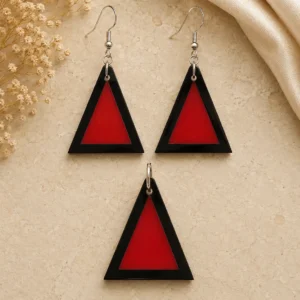 Noor Pyramid Black Onyx Jewelry Set with Carnelian by Pietra Noor