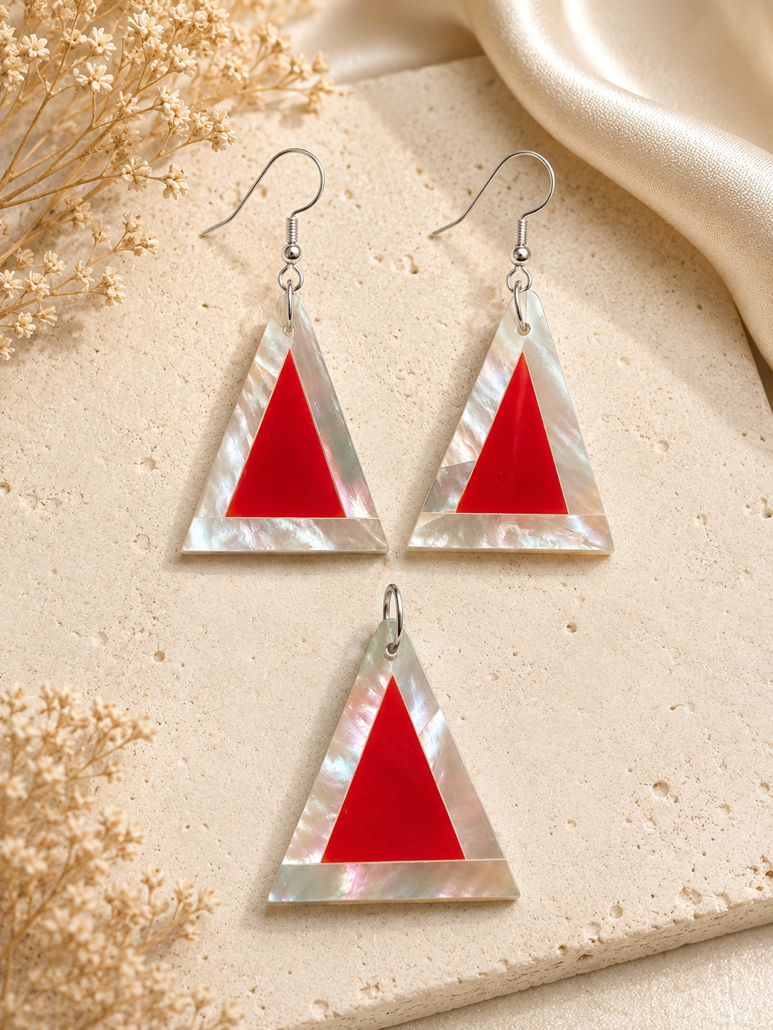 Noor Pyramid – Carnelian & Mother of Pearl Jewelry Set