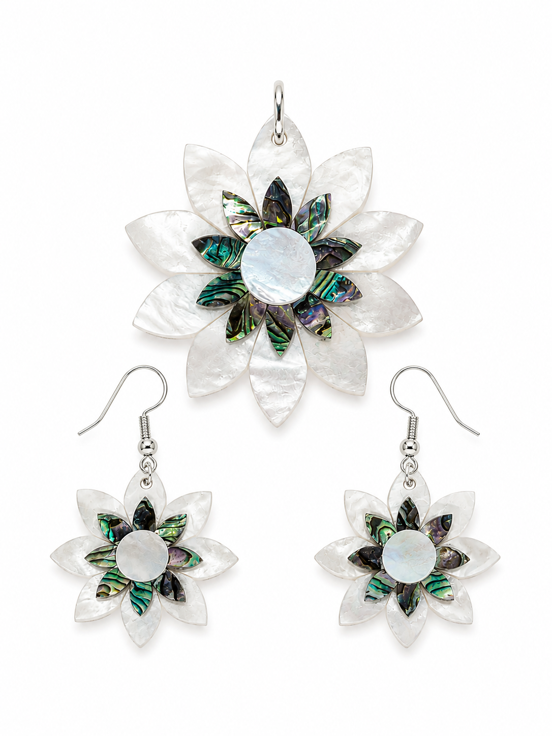 Taj Lotus – Paua Shell & Mother of Pearl Jewelry Set - Image 2