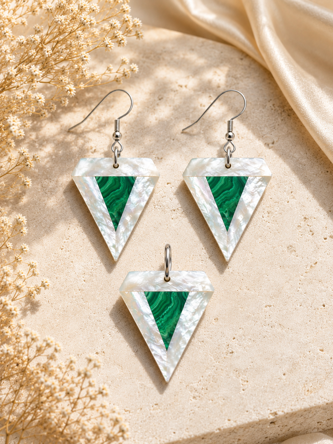 Noor Prism – Malachite & Mother of Pearl Jewelry Set