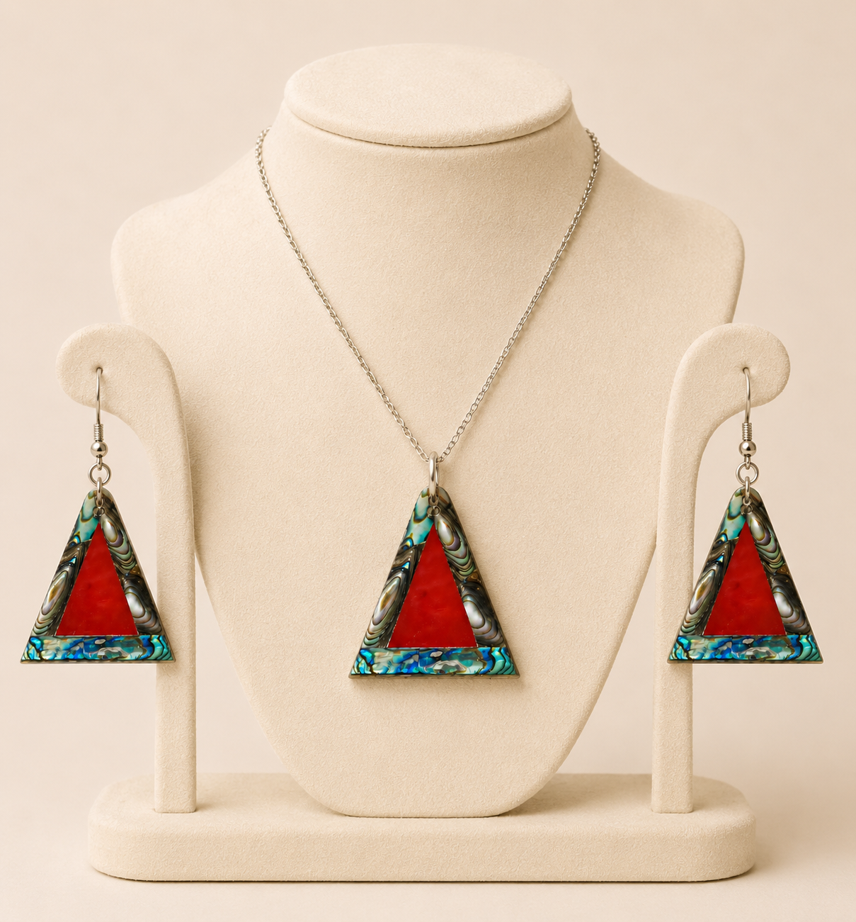 Noor Pyramid – Carnelian & Paua Shell Jewelry Set - Image 4
