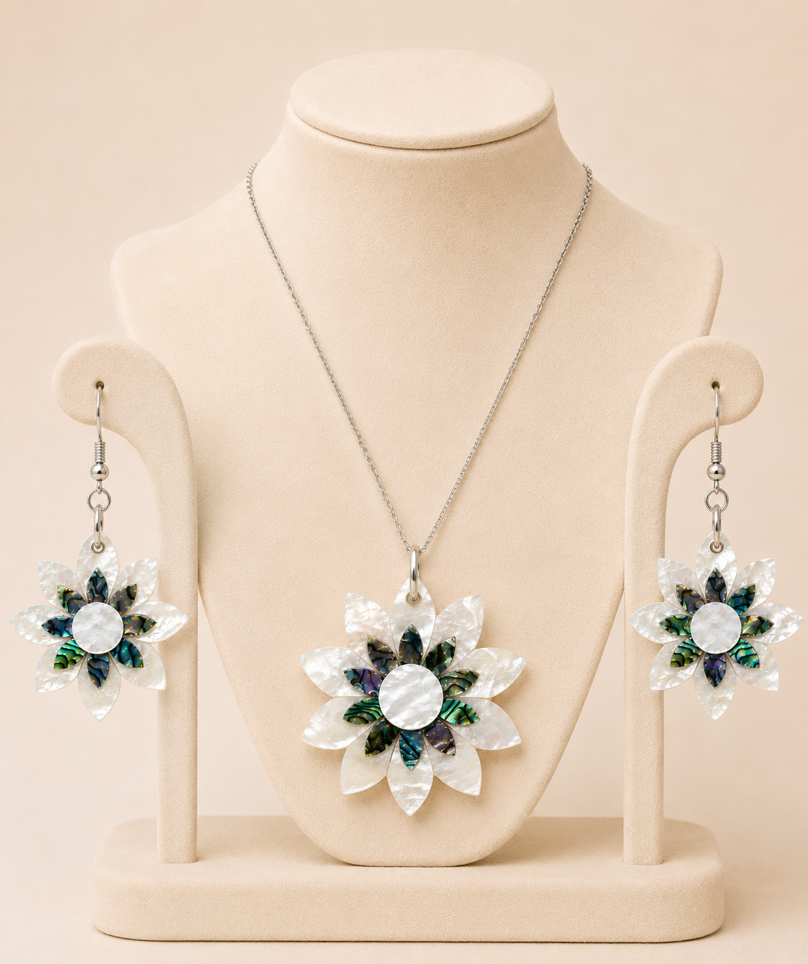 Taj Lotus – Paua Shell & Mother of Pearl Jewelry Set - Image 4
