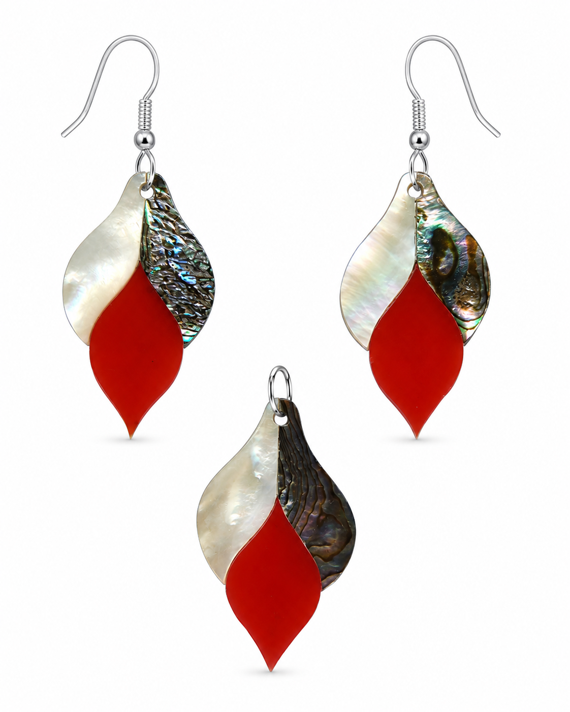 Noor Flame – Carnelian, Paua Shell & Mother of Pearl Jewelry Set - Image 2