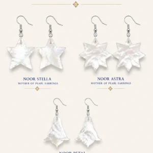 Noor Trio Mother of Pearl Earrings Collection by Pietra Noor