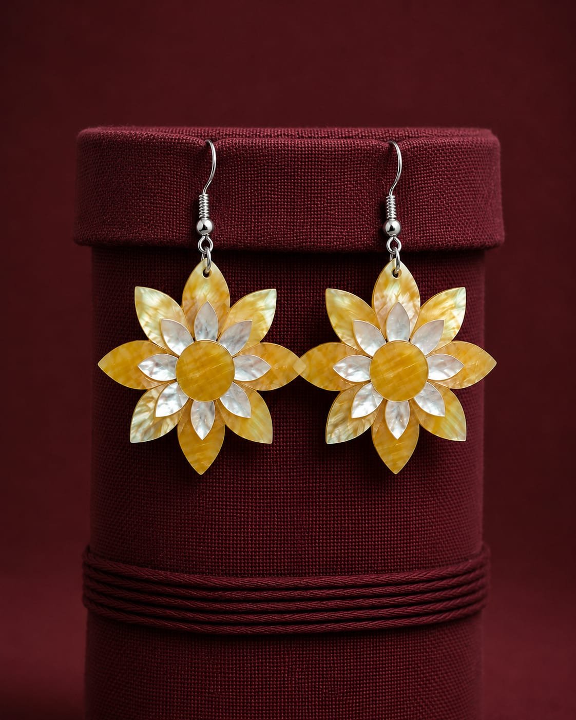 Taj Lotus Mother of Pearl Earrings