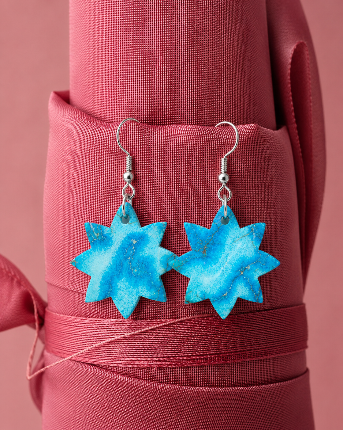 file_0000000004407208b57880e6f38e3f46 (1) Handcrafted Turquoise Star Earrings by Pietra Noor with genuine natural Turquoise and 925 Sterling Silver hooks