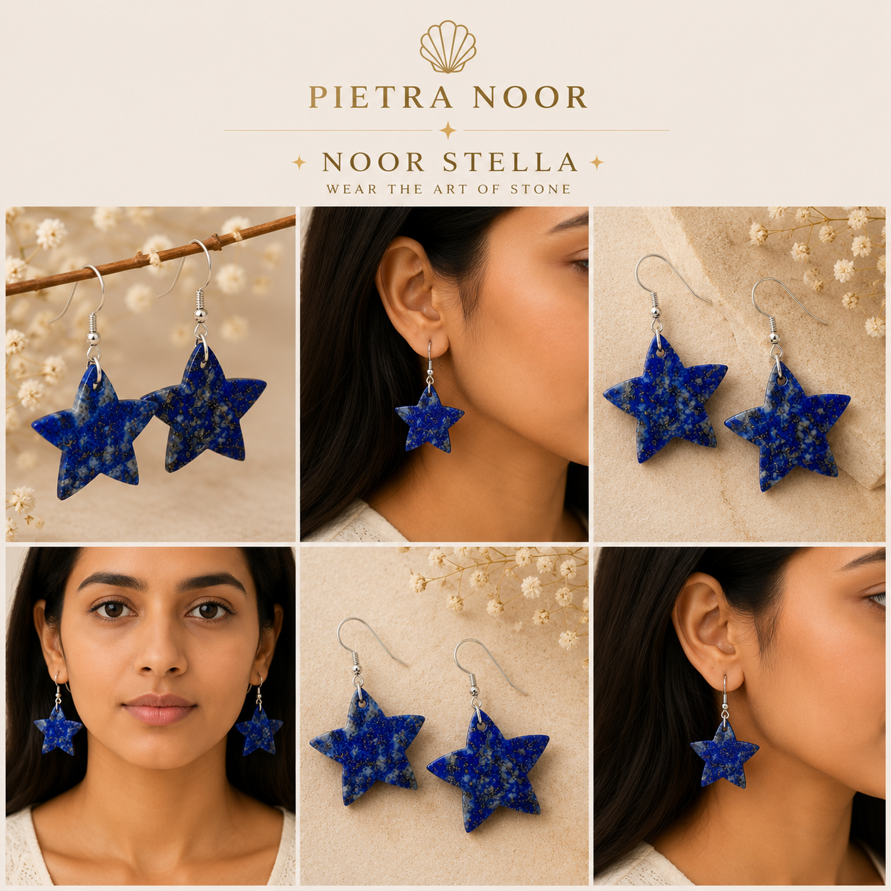 Noor Stella - Lapis Lazuli Star Earrings - Image 4
