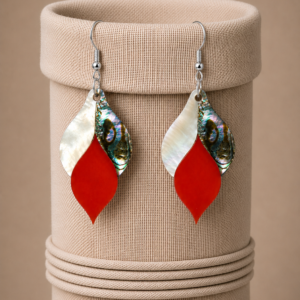 file_00000000376c81fa8e3525f8ece24cd1 Noor Flame Mother of Pearl & Abalone Earrings with Carnelian, inspired by Taj Mahal Pietra Dura